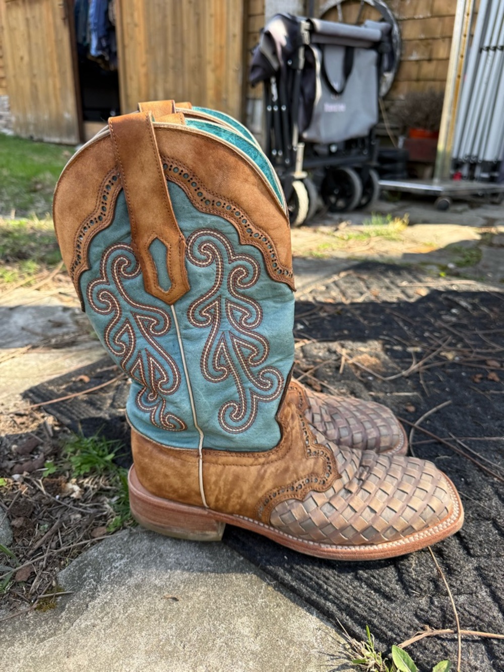 Corral Turquoise & brown Big Bass Arapaima  Cowboy Boota